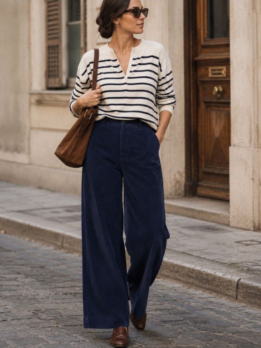 Everlane Navy Wide Leg Corduroy Organic Cotton Pants Casual Minimalist Size 6